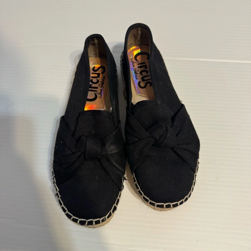 Circus by Sam Edelman Columbia Black Platform Espadrilles Bow 6.5